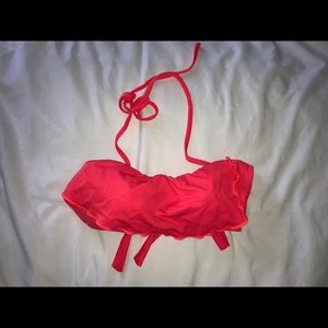 hot pink ruffle swim top